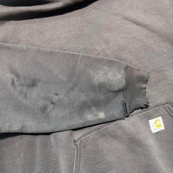 Vintage Carhartt Distressed Faded Brown Hoodie Mens XL Boxy Workwear Sweatshirt - Picture 4 of 7